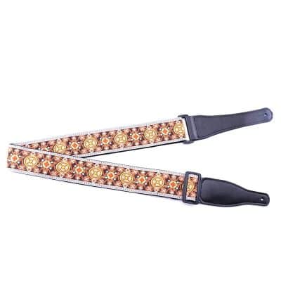 Détails Sangle de guitare accoustique motif floral en coton brodé