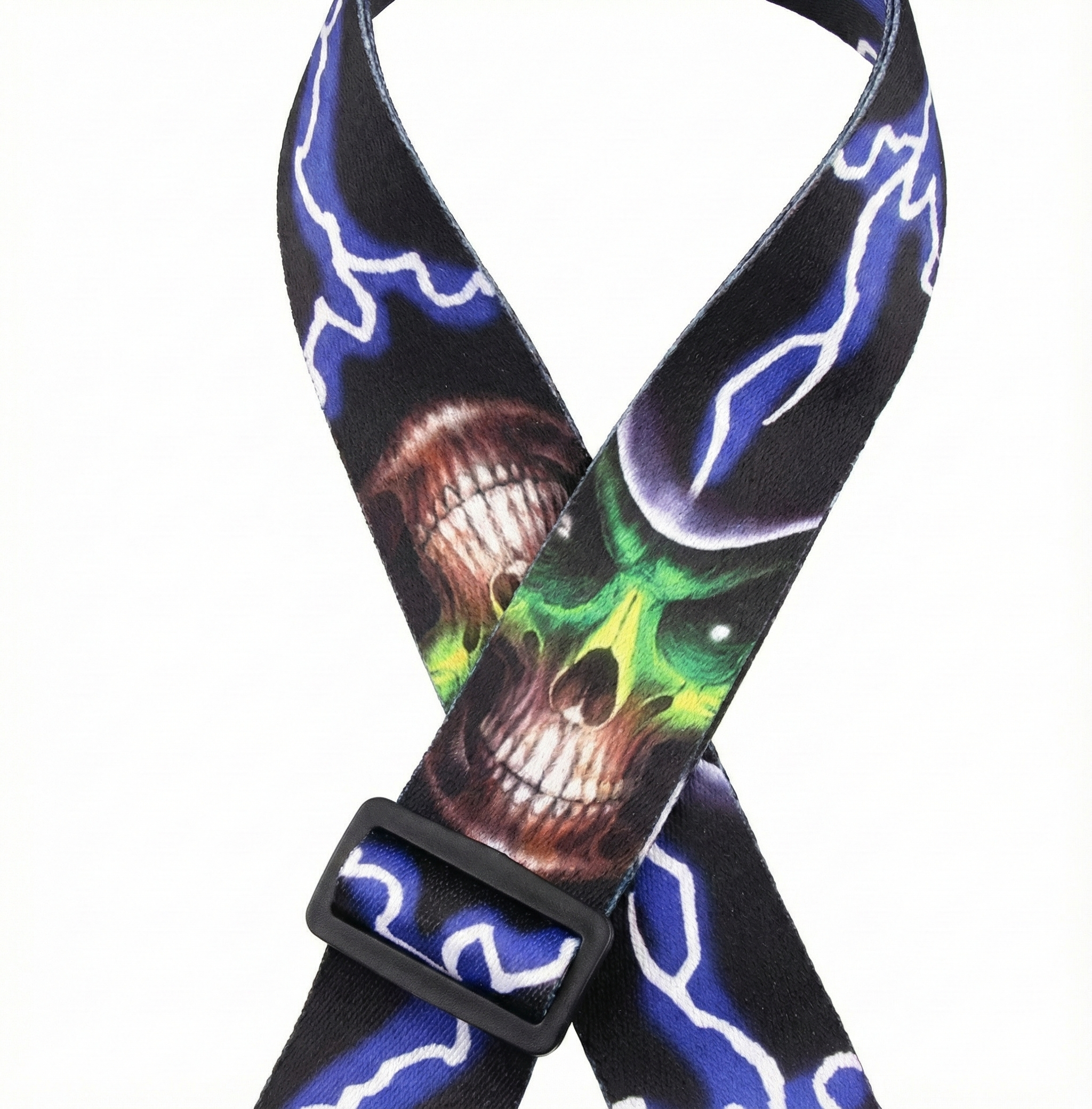 Détails de la Sangle Guitare Tête de Mort Éclair Fantôme