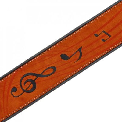 Détails notes Sangle de Guitare en Daim beige motif Notes de Musiques