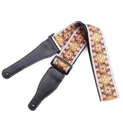 Magnifique Sangle de guitare accoustique motif floral en coton brodé