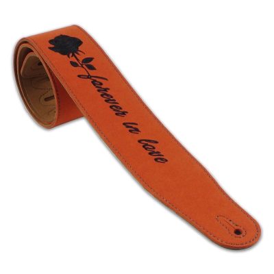 Magnifique Sangle de guitare en cuir pour les rockers avec inscription Forever in Love