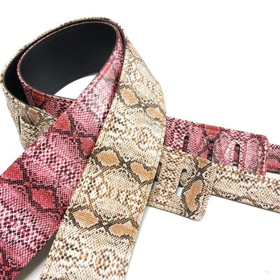 extrémités Sangle de guitare en cuir véritable motif peau de serpent 2 couleurs