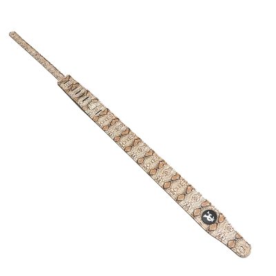 Sangle de guitare en cuir véritable motif peau de serpent - couleur beige