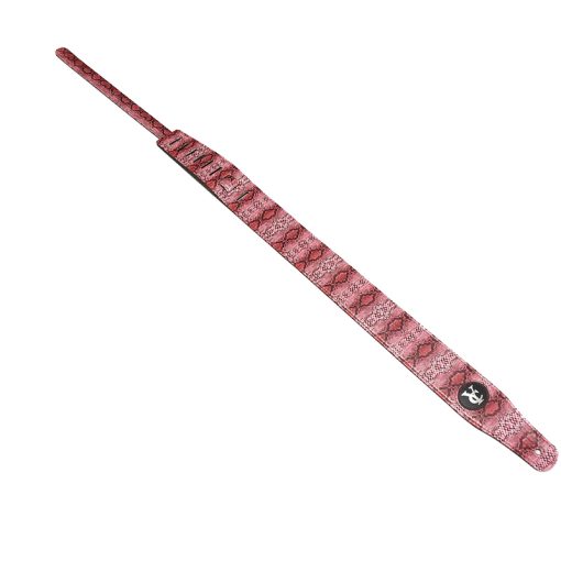 Sangle de guitare en cuir véritable motif peau de serpent - couleur rose