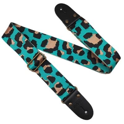 Sangle Guitare imprimé Léopard - couleur turquoise