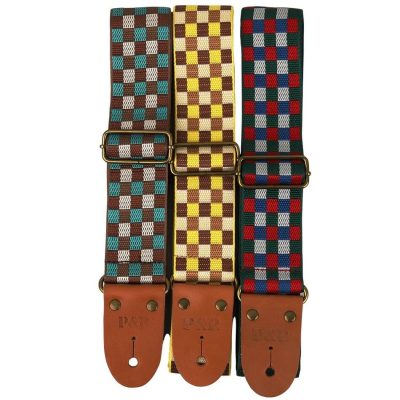 Sangle Guitre Classique Motif Damier avec 3 couleurs au choix