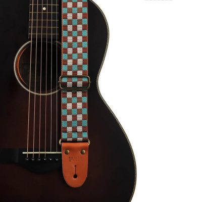 Sangle Guitre Classique Motif Damier - couleur bleu