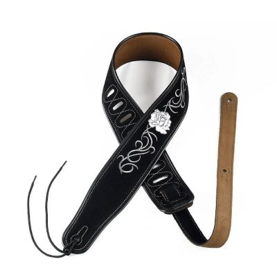 Sangle de Guitare en Cuir motif Rose