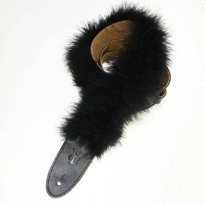 Sangle de Guitare en plumes de boa - couleur noir