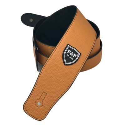 Sangle de guitare basse en cuir souple réglable - couleur jaune orange