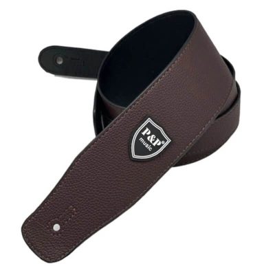 Sangle de guitare basse en cuir souple réglable - couleur marron