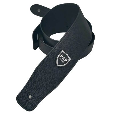 Sangle de guitare basse en cuir souple réglable - couleur noir