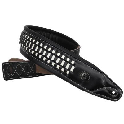 Sangle de guitare électrique en cuir tressé - modèle blanc