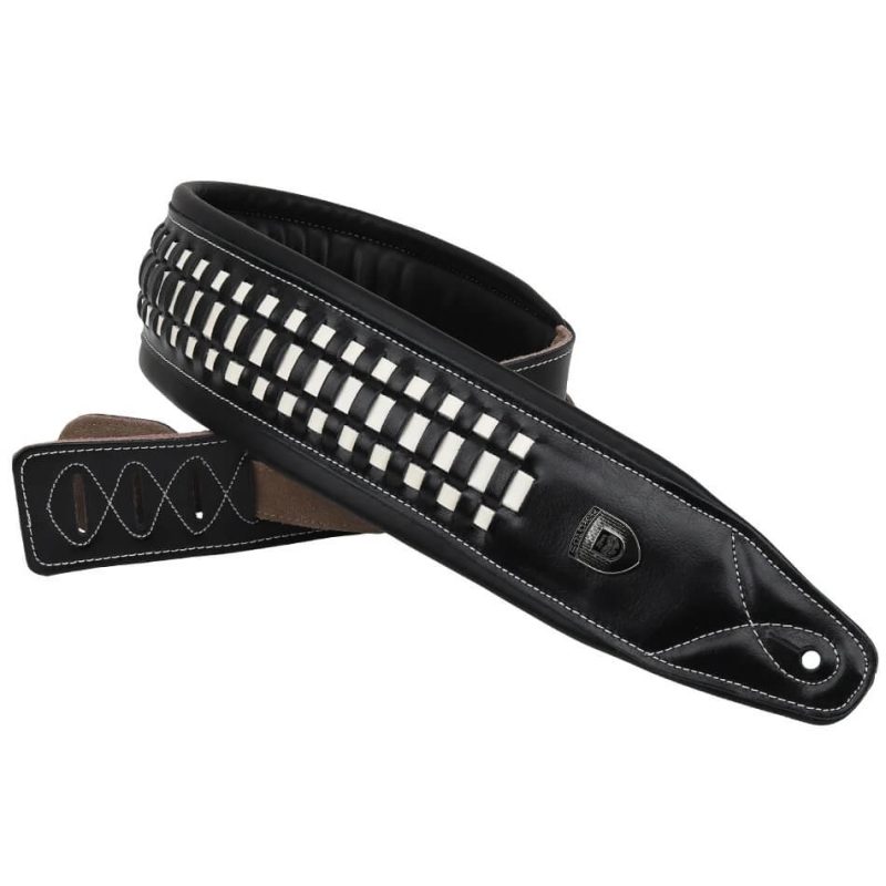 Sangle de guitare électrique en cuir tressé - modèle blanc