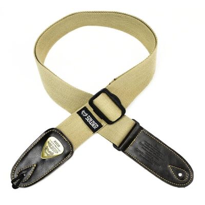 Sangle de guitare en coton avec extrémités en cuir - couleur beige