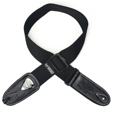 Sangle de guitare en coton avec extrémités en cuir - couleur noir