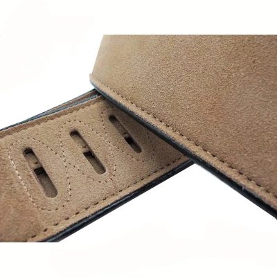 Sangle de guitare en cuir et daim - couleur beige