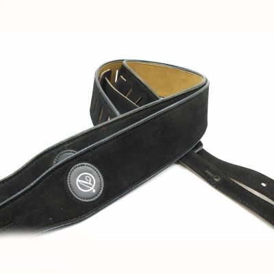 Sangle de guitare en cuir et daim - couleur noir