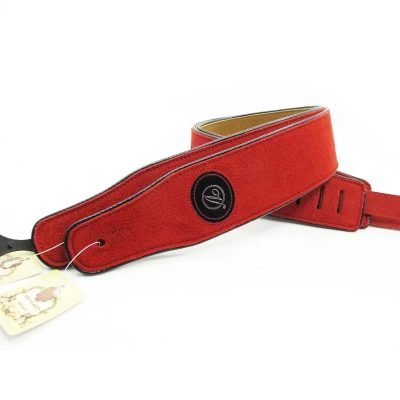 Sangle de guitare en cuir et daim - couleur rouge