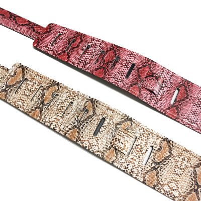 extrémités Sangle de guitare en cuir véritable motif peau de serpent
