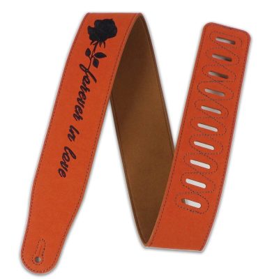 détails Sangle de guitare en cuir pour les rockers avec inscription Forever in Love
