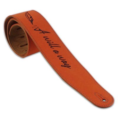 détails Sangle de guitare en cuir pour les rockers inscription A Will A Way