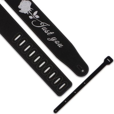 détails Sangle de guitare en cuir pour les rockers inscription Just For You