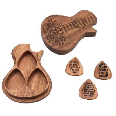 Coffret Cadeau Médiators et Boîte à Médiators en Bois Sculpté