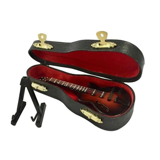 Détails Guitare Miniature Folk avec étui et Porte guitare