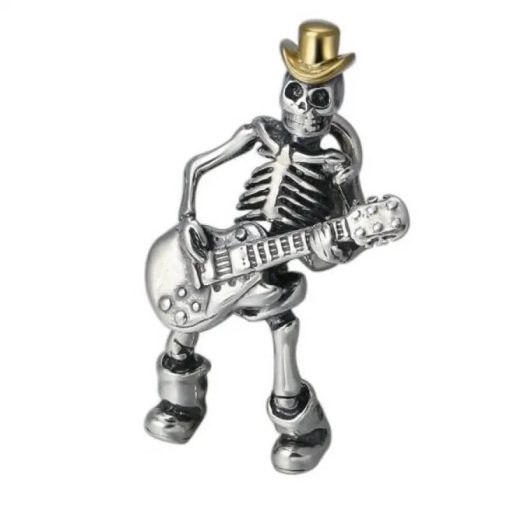 Détails Pendentif Guitare Squelette Metal Gothique