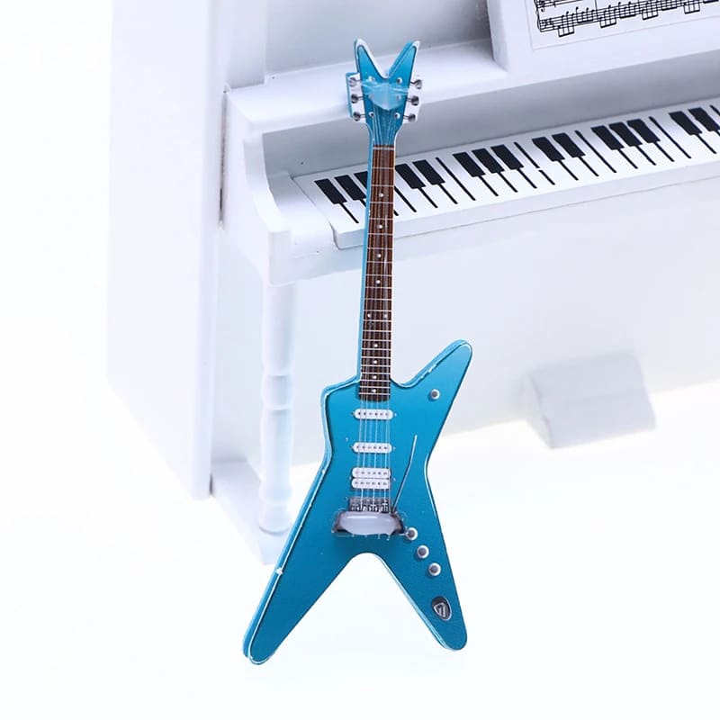 Mini Décoration Guitare électrique En Bois Rouge - Environ 10x3,5x1 Cm - Pour étagère, Bureau, Salle De Musique - Idée Cadeau Musicien