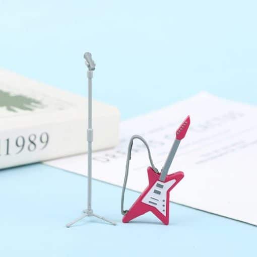 Magnifique Guitare Miniature électrique star rose avec micro