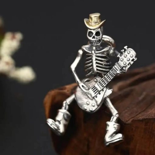 Pendentif Guitare Squelette Metal Gothique