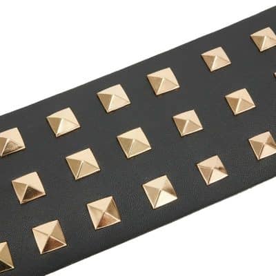Sangle de Sangle de Guitare en Cuir Noir avec Clous à Griffes Pyramidaux Death Metal