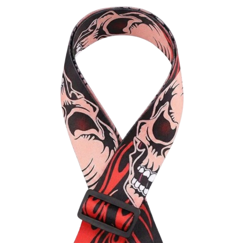 Une Magnifique Sangle Guitare Metal Guitare aux Flammes Écarlates - Metal Hard Rock Style