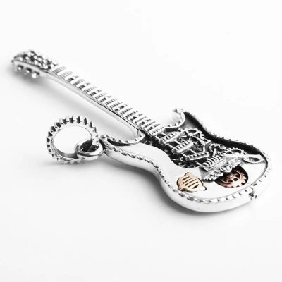 Vue détails Pendentif Guitare Rock en Argent 925 Véritable