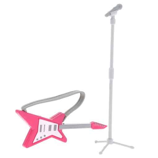 détails Guitare Miniature électrique star rose avec micro