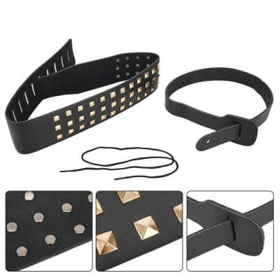 détails Sangle de Sangle de Guitare en Cuir Noir avec Clous à Griffes Pyramidaux Death Metal