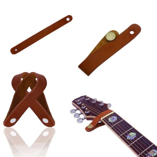 Détails complets du Support de sangle de guitare - Modèle en cuir marron