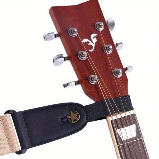 Détails du Support de sangle de guitare - Modèle en cuir véritable à motif étoile