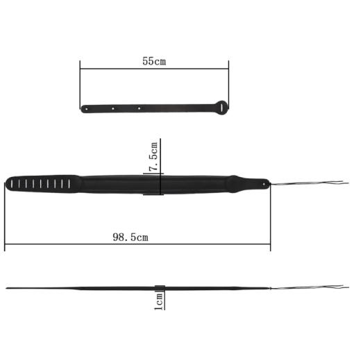 Dimensions de la Sangle noire rembourrée à l'épaulière