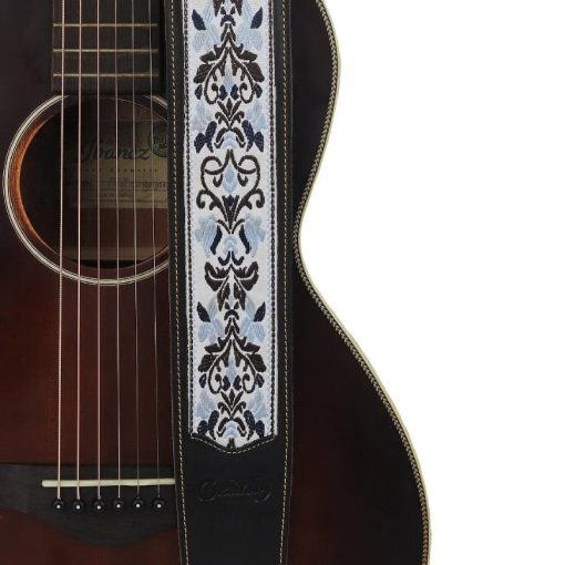 Sangle Guitare en Cuir Véritable Fleur de Lys Baroque - modèle 2