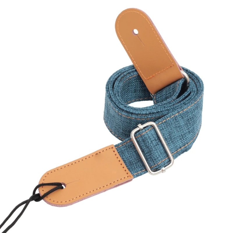 Sangle ukulélé en coton réglable avec jeu de boucle couleur Bleu jeans
