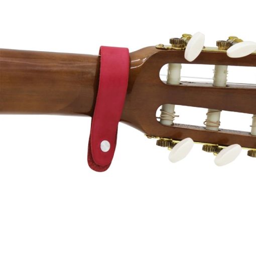 Vue arrière du Support de sangle de guitare - Modèle en cuir rouge