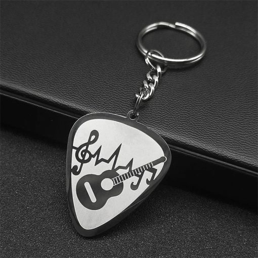 Porte-clés Médiator Guitare Rythmique Couleur Argent