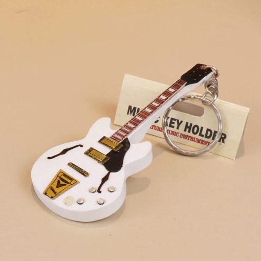 Porte-clés Guitare Archtop couleur blanc