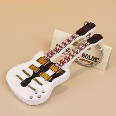 Porte-clés Guitare électrique Double Manche Couleur Blanc
