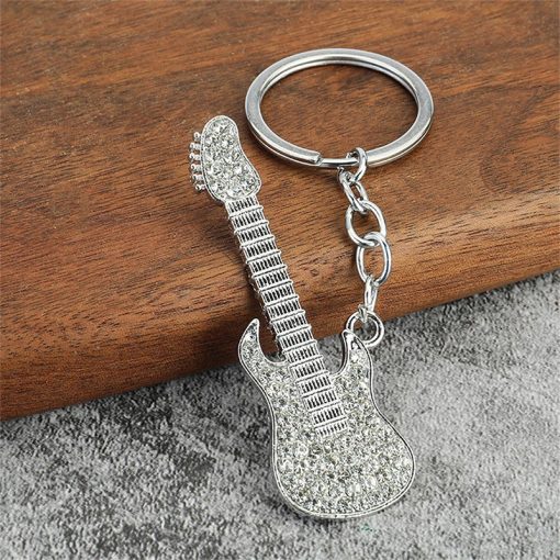 Porte-clés Guitare électrique Strass 6 couleurs au choix - couleur Blanc