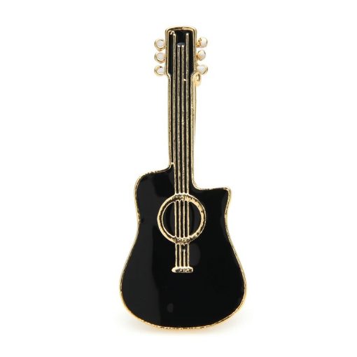 Magnifique Broche Émaillée Pins Guitare Classique Noir