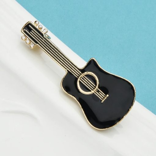 Broche Émaillée Pins Guitare Classique Noir